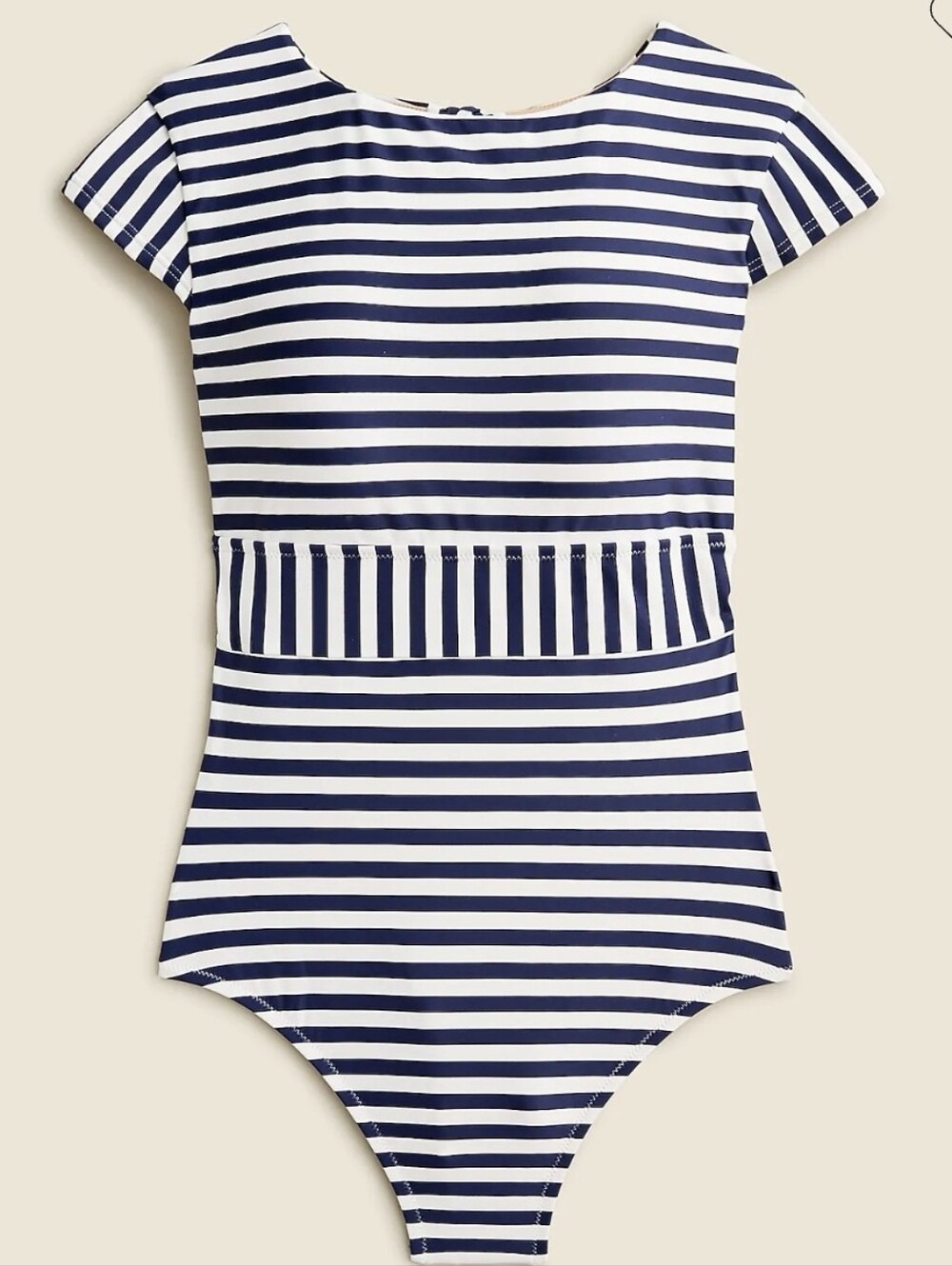 New! J.Crew Classic Stripe Cap Sleeve Tie-Back One Piece Swimsuit 16 Nwr!
